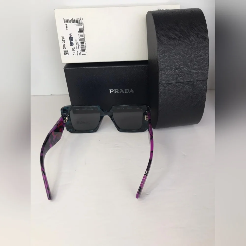 New- 💯 - Original PRADAAcetate Symbole Sunglasses SPR 23Y Slate Grey Pur